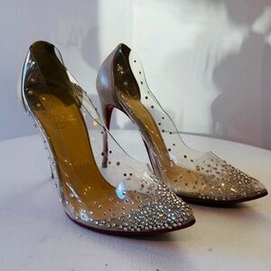 Christian Louboutin Degrastrass PVC 100/Specchio Crystal Clear Heels